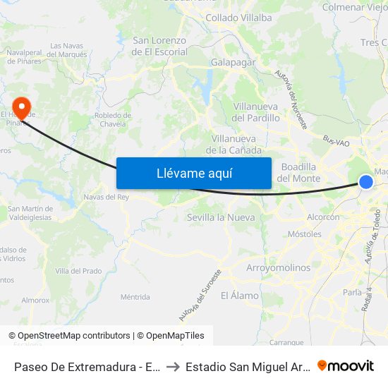 Paseo De Extremadura - El Greco to Estadio San Miguel Arcángel map