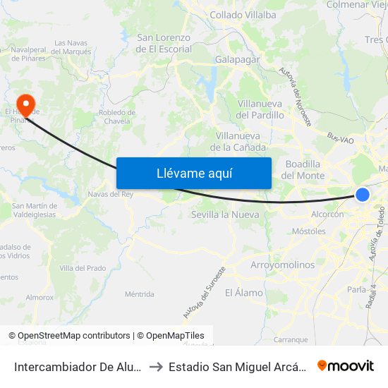 Intercambiador De Aluche to Estadio San Miguel Arcángel map