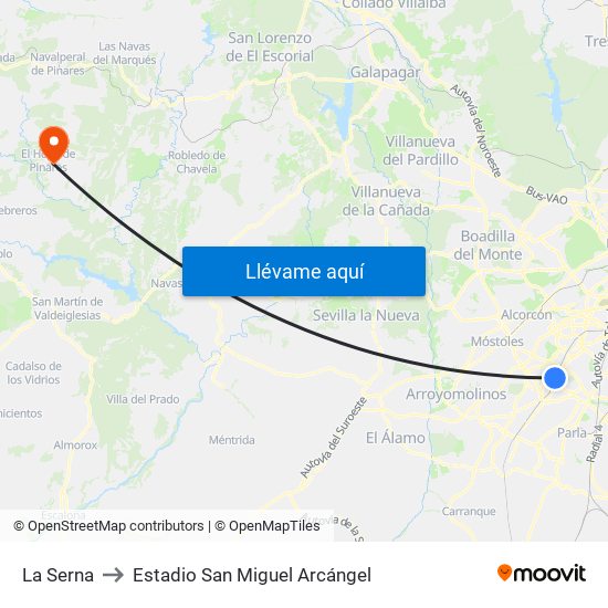 La Serna to Estadio San Miguel Arcángel map