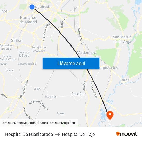 Hospital De Fuenlabrada to Hospital Del Tajo map