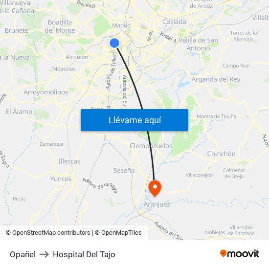 Opañel to Hospital Del Tajo map
