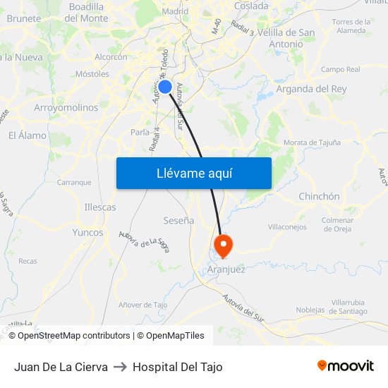 Juan De La Cierva to Hospital Del Tajo map