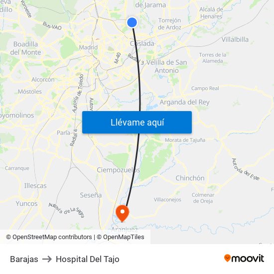 Barajas to Hospital Del Tajo map