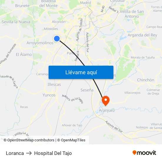Loranca to Hospital Del Tajo map