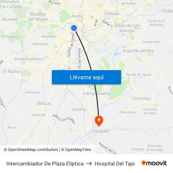 Intercambiador De Plaza Elíptica to Hospital Del Tajo map