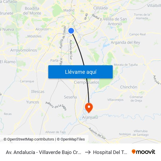 Av. Andalucía - Villaverde Bajo Cruce to Hospital Del Tajo map