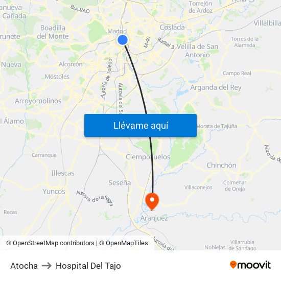 Atocha to Hospital Del Tajo map
