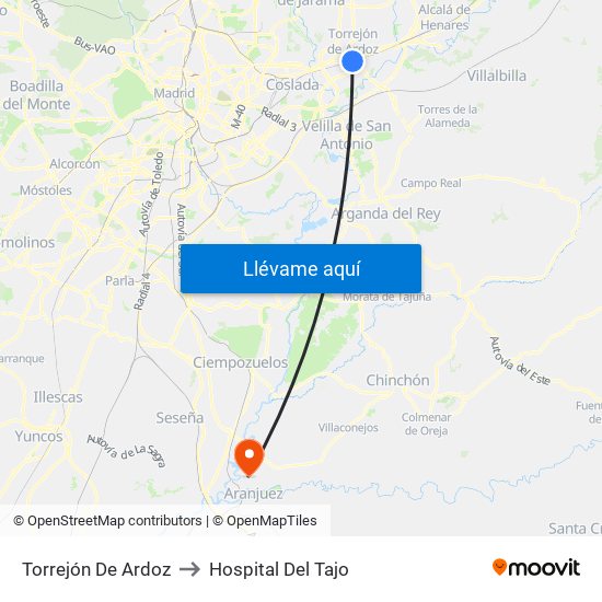 Torrejón De Ardoz to Hospital Del Tajo map