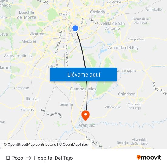 El Pozo to Hospital Del Tajo map
