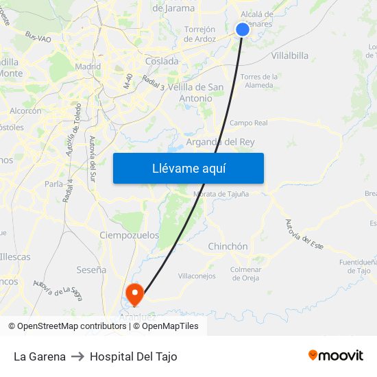 La Garena to Hospital Del Tajo map