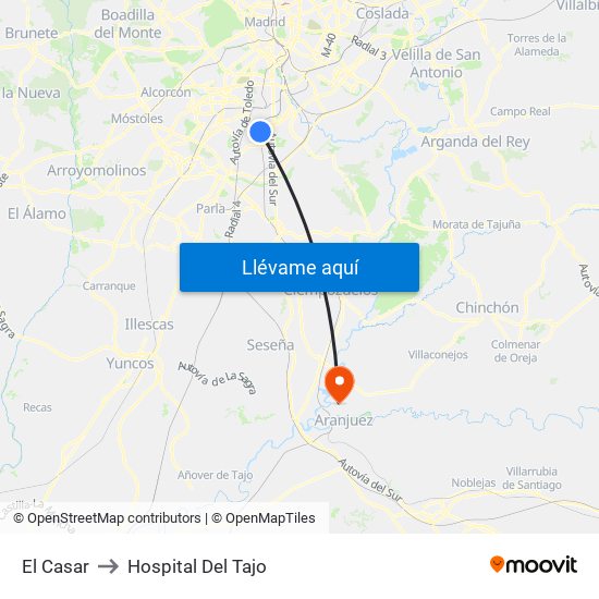 El Casar to Hospital Del Tajo map