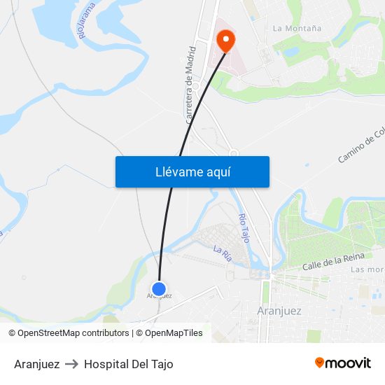 Aranjuez to Hospital Del Tajo map