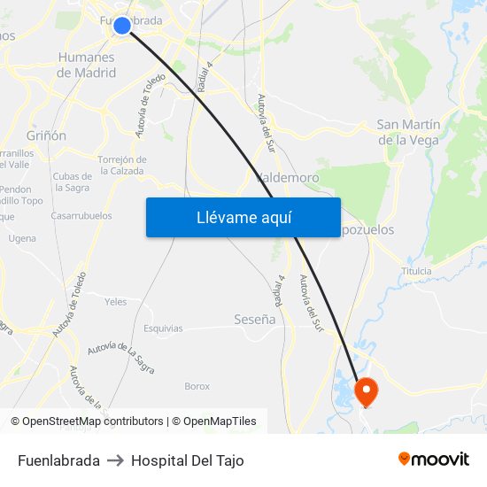 Fuenlabrada to Hospital Del Tajo map