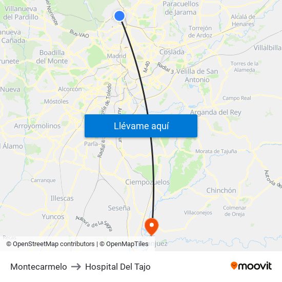 Montecarmelo to Hospital Del Tajo map