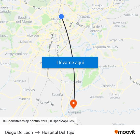 Diego De León to Hospital Del Tajo map