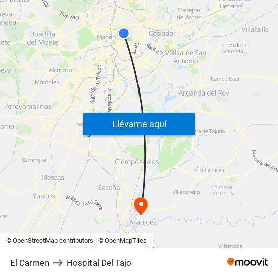 El Carmen to Hospital Del Tajo map