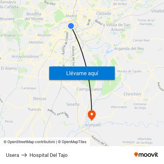 Usera to Hospital Del Tajo map