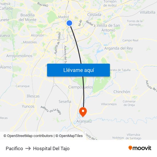 Pacífico to Hospital Del Tajo map