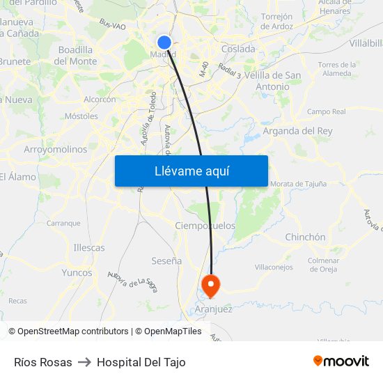 Ríos Rosas to Hospital Del Tajo map