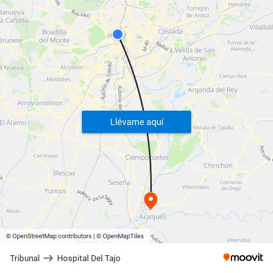 Tribunal to Hospital Del Tajo map