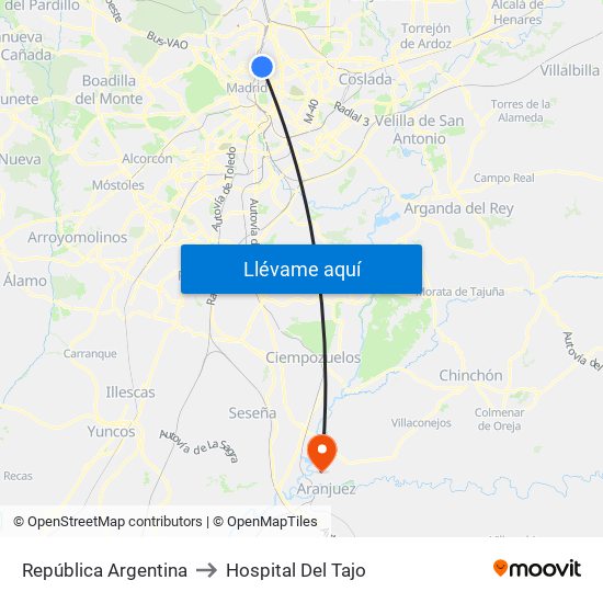 República Argentina to Hospital Del Tajo map
