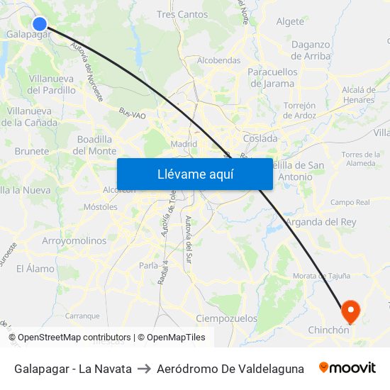 Galapagar - La Navata to Aeródromo De Valdelaguna map