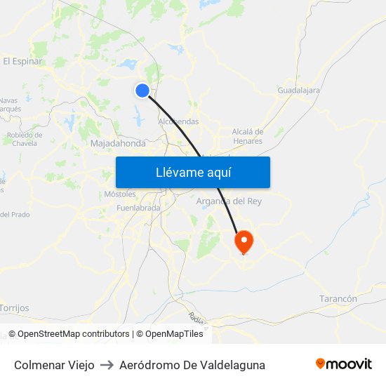 Colmenar Viejo to Aeródromo De Valdelaguna map
