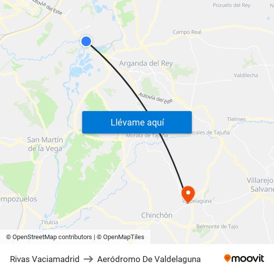 Rivas Vaciamadrid to Aeródromo De Valdelaguna map