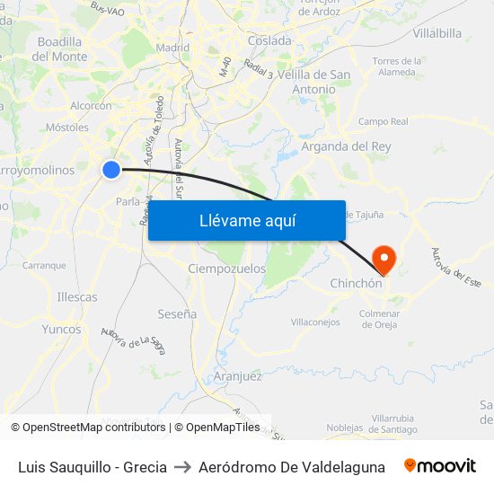 Luis Sauquillo - Grecia to Aeródromo De Valdelaguna map