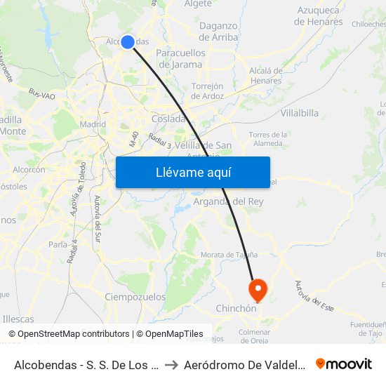 Alcobendas - S. S. De Los Reyes to Aeródromo De Valdelaguna map