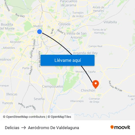 Delicias to Aeródromo De Valdelaguna map