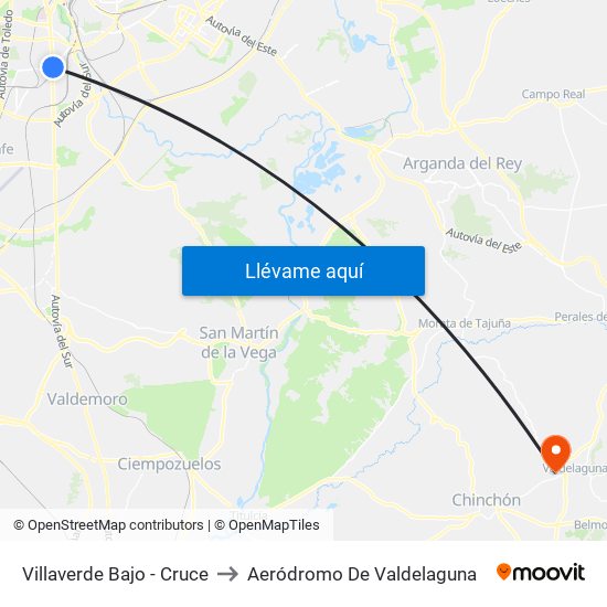 Villaverde Bajo - Cruce to Aeródromo De Valdelaguna map
