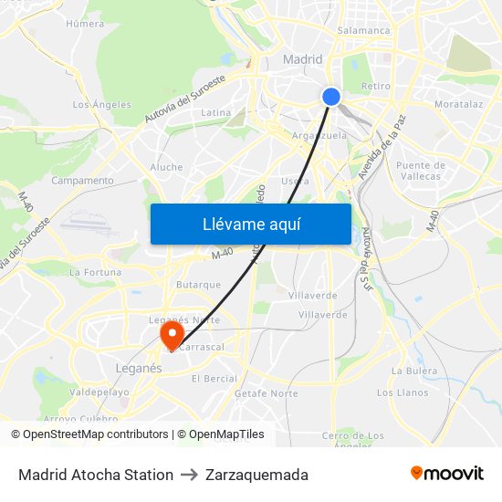 Madrid Atocha Station to Zarzaquemada map