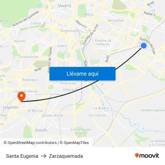 Santa Eugenia to Zarzaquemada map