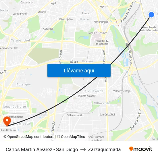 Carlos Martín Álvarez - San Diego to Zarzaquemada map