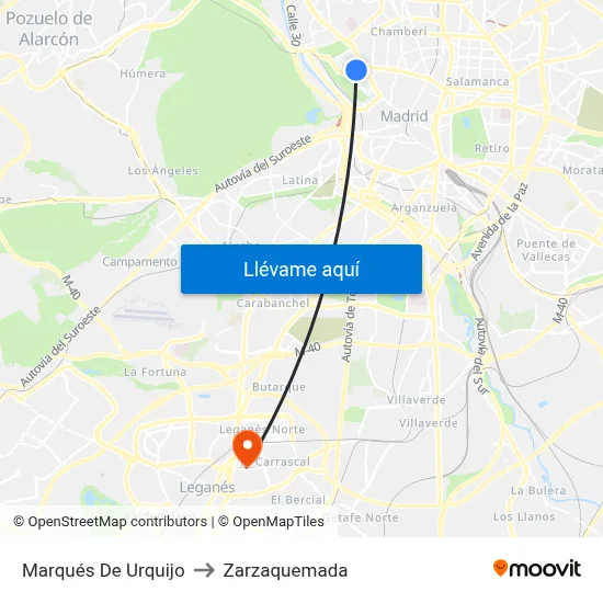 Marqués De Urquijo to Zarzaquemada map