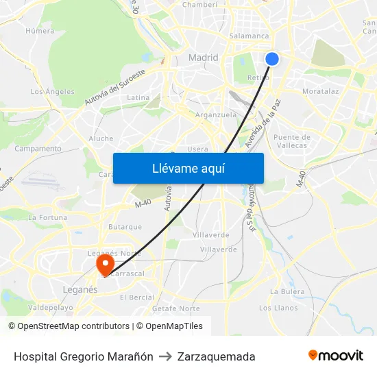 Hospital Gregorio Marañón to Zarzaquemada map