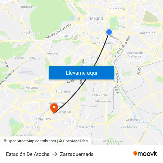Estación De Atocha to Zarzaquemada map