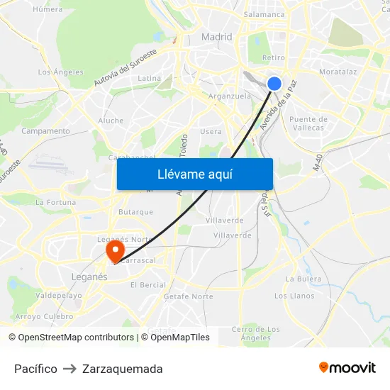 Pacífico to Zarzaquemada map