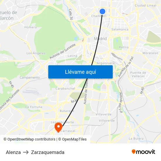Alenza to Zarzaquemada map