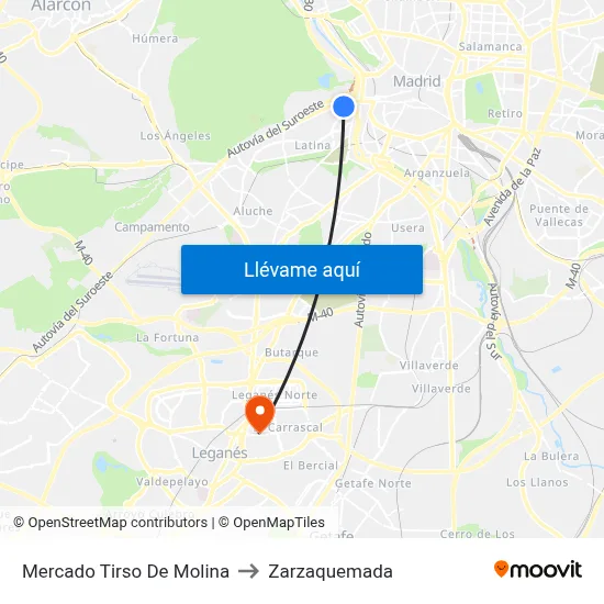 Mercado Tirso De Molina to Zarzaquemada map
