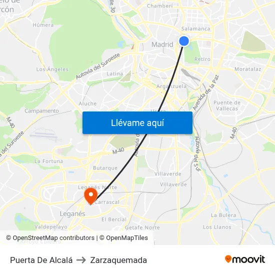 Puerta De Alcalá to Zarzaquemada map