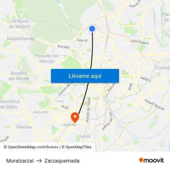 Moralzarzal to Zarzaquemada map