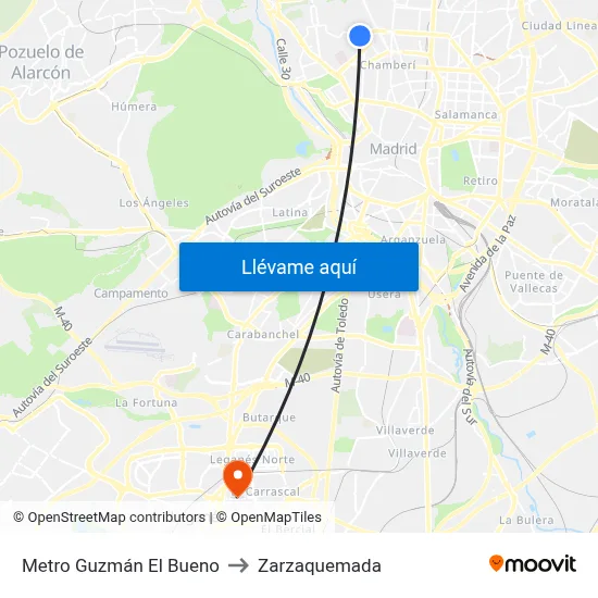 Metro Guzmán El Bueno to Zarzaquemada map