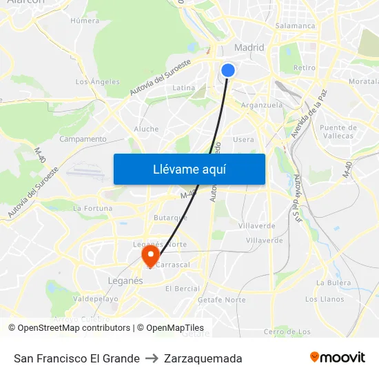 San Francisco El Grande to Zarzaquemada map