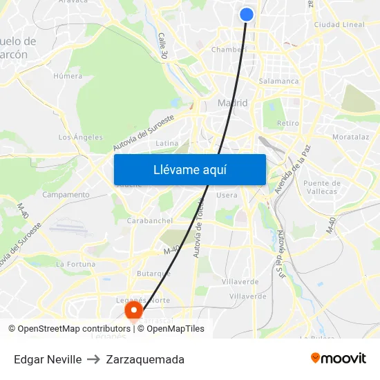 Edgar Neville to Zarzaquemada map