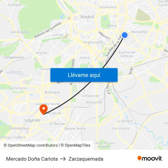 Mercado Doña Carlota to Zarzaquemada map
