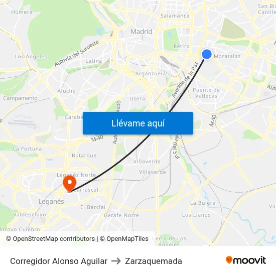 Corregidor Alonso Aguilar to Zarzaquemada map