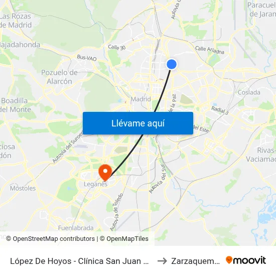López De Hoyos - Clínica San Juan De Dios to Zarzaquemada map