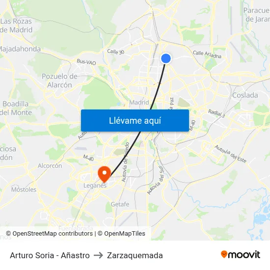 Arturo Soria - Añastro to Zarzaquemada map